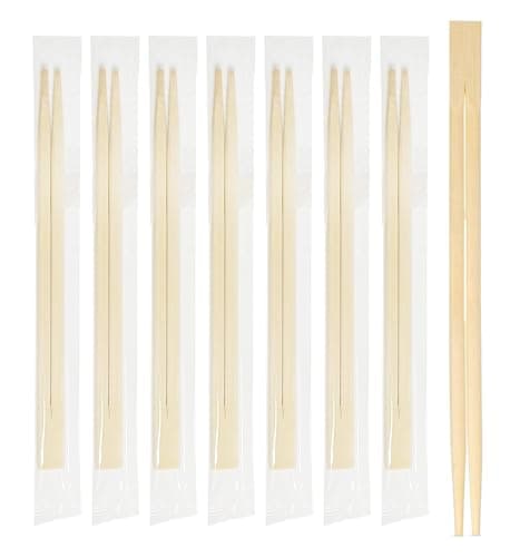 Image of Chef Royale 10 Pairs Disposable Bamboo Chopsticks - 21cm Individually Wrapped Wooden Chop Sticks Bulk Pack - Eco-Friendly Biodegradable Bamboo Cutlery for Sushi, Asian Cuisine