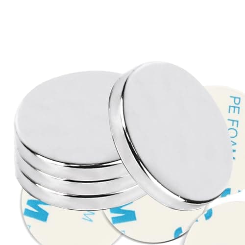 Image of 4 Pcs Magnets Strong Neodymium Magnets Super Strong, 30 x 2.5 mm Self Adhesive Heavy Duty Round Flat Magnet, Rare Earth Magnet for Fridge Whiteboards Building Crafts