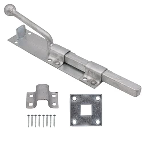 Image of Monkey Tail Garage Drop Bolt Galvanised Heavy Duty & 2 Keep Types 450mm 18 Inch