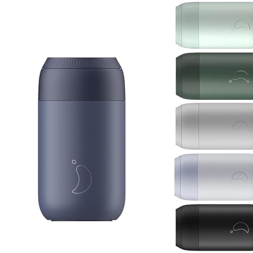 Image of Chilly's Series 2 Coffee Cup - Tight Seal, No Sweating - BPA-Free Stainless Steel - Reusable - Double Walled, Vacuum Insulated - Whale Blue, 340ml