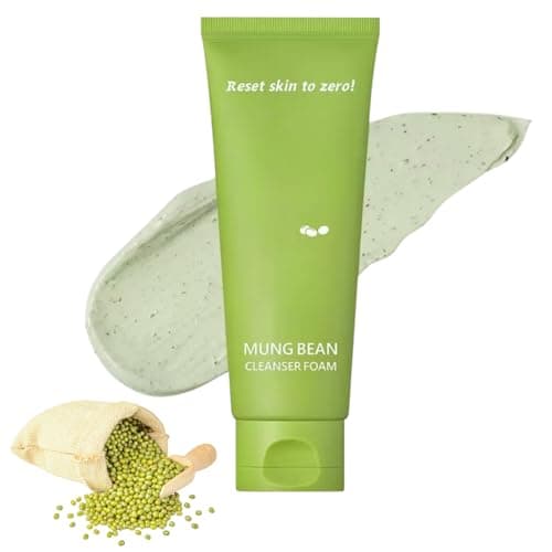Image of Mung Bean pH-Balanced Cleansing Foam,Gentle Centella Ampoule Foam Cleanser & Serum,Natural Facial Cleanser with Centella Asiatica & Ceramides,Mung Bean Cleanser for Sensitive Oily Acne-Prone Skin