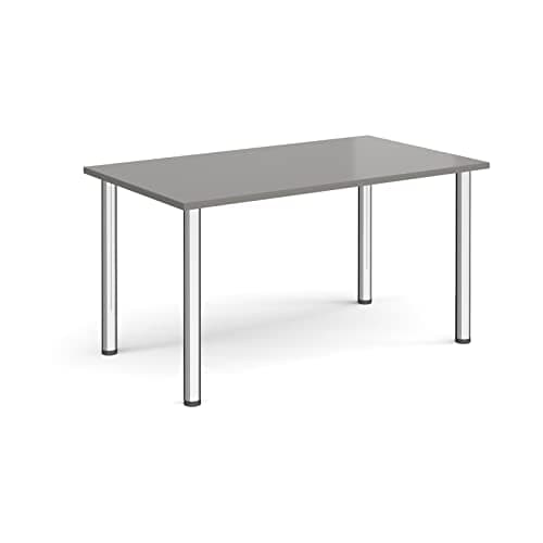 Image of Mr Office Rectangular radial leg meeting table - chrome legs, Onyx Grey, 1400