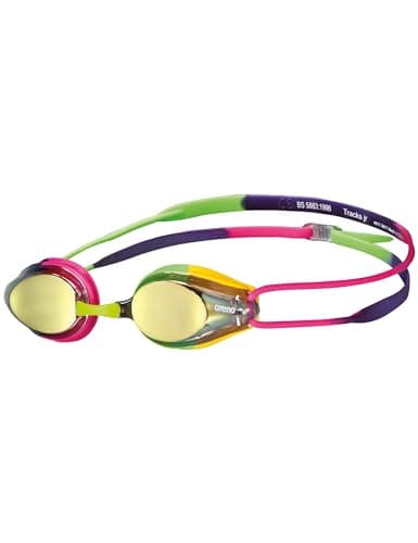 Image of ARENA Unisex-Youth Swim Goggle Tracks Mirror, Violet/Fuchsia/Green, Junior