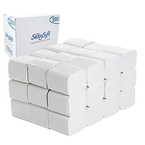 Image of 2 Ply Toilet Rolls Bulk Pack Toilet Tissue Paper White Dispenser Toilet Paper Folded 9000 Sheets