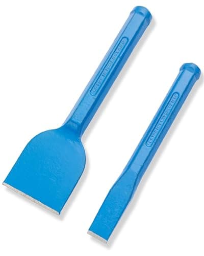 Image of Footprint Bolster and Cold Chisel Set - Essential Heavy Duty Hand Tools for Builders, Bricklayers and DIY. Fully Forged for Superior Strength. Use on Brick, Mortar, Plaster, Floor, Stone.