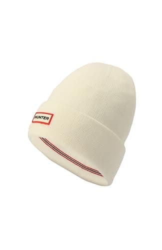 Image of Hunter Unisex's Play Essential Cuff Beanie, Hat with Brand Logo, Comfortable & Warm Accessory, White, One Size