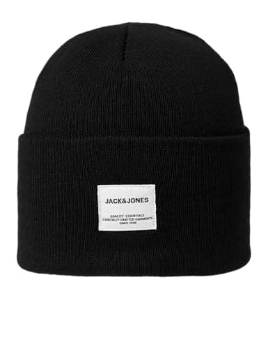 Image of Jack & Jones NOS Men's Jaclong Knit Beanie Noos Beanie, Black (Black Black), One size