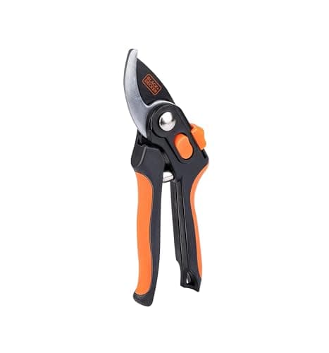 Image of BLACK+DECKER Garden Shears - 20.3 cm - Hardened Steel Blades - 13 mm Cutting Thickness - Black/Orange