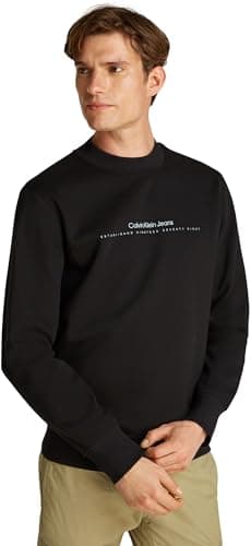 Image of Calvin Klein men’s Minimal Logo Round Neck Sweatshirt, Black (Ck Black), XS