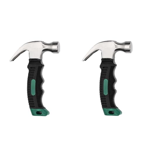 Image of Hotooldo Stubby Claw Hammer Small Mini Forged Steel Straight Rip Claw Nail Hammer Small Hammers Tool for Repairing Woodworking Building (2 PCS 8oz Black-Green)