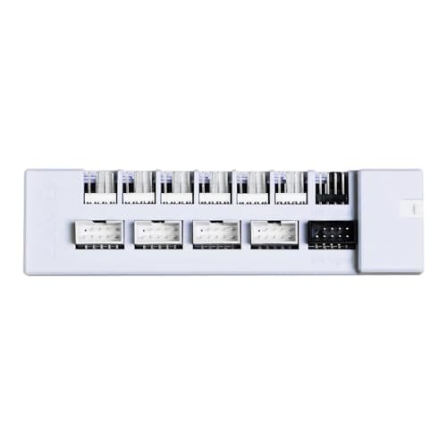 Image of Lian Li Edge Gold USB & Fan Hub – White, 6× 4‑Pin PWM Fan Ports, 4× Internal USB 2.0 Headers, Magnetic Mount, PCIe or PSU Power