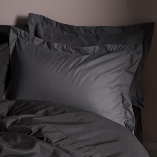 Image of OHS Bedding Pillow Cases 2 Pack, Ultra Soft Breathable Microfibre Oxford Cover with Envelope Closure Wrinkle & Fade Resistant Hotel Quality Standard Size Oxford Pillowcases, Charcoal Grey - 50 x 75cm