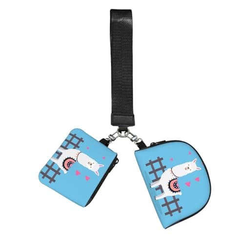 Image of ESNAIUVCD Cute Alpacas Print Small Coin Purse Women Men, Dual Pouch Wristlet Wallets, Zip Purse With Detachable Keychain, Coin Wallet Portable