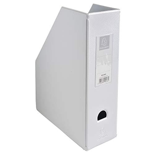 Image of Exacompta - Ref 90166E - PVC Magazine File - Suitable for Storing A4 Documents,100mm Spine, Construction from 2mm Rigid PVC, Finger Hole & Label on Spine -White