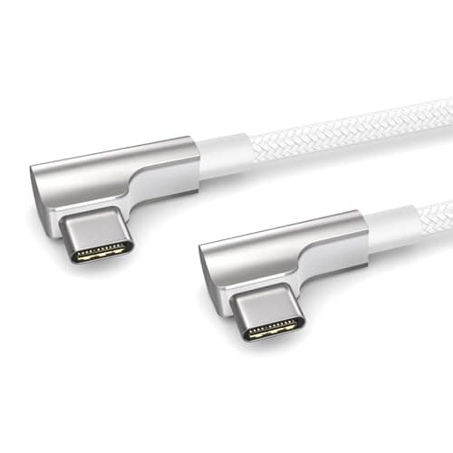 Image of PAXO 1m charging cable, 3A, USB C to USB C cable, USB 2.0, elegant angled plug, particularly flexible fabric sheath in white