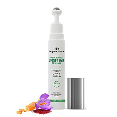 Image of Organic Netra Natural Radiance Under Eye Roll On Gel Cream Reduces Dark Circles, Puffiness and Fine Lines Anti Ageing Roll On Enriched with Herbal and Organic Ingredients, 15gm
