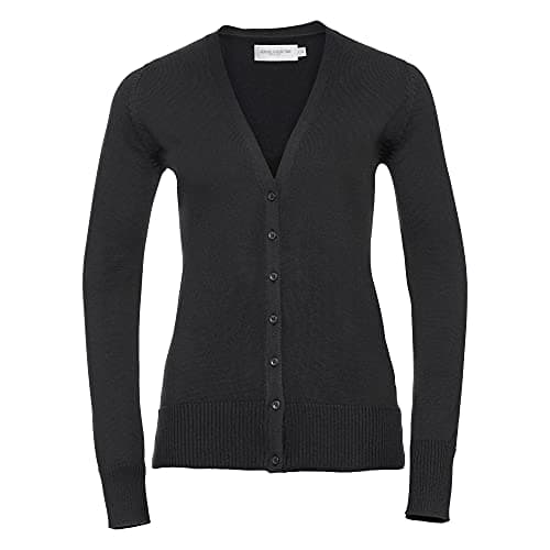 Image of Russell Collection Ladies/Womens V-neck Knitted Cardigan (L) (Black)