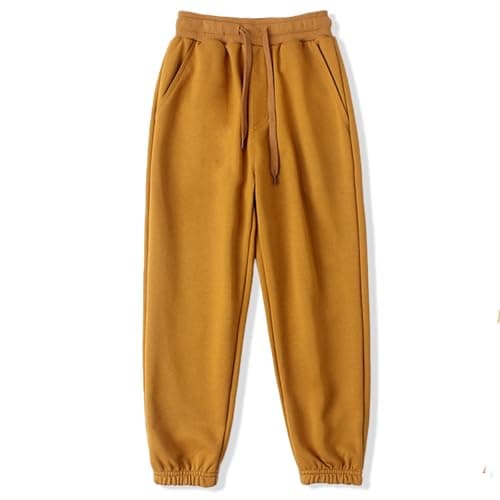 Image of Boys Girls Plain Joggers, Drawstring Tracksuit Bottoms Classic Elasticated Cuff Jogging Pants Kids Casual School Trousers for PE Sports and Games (Camel,130/7-8Years)