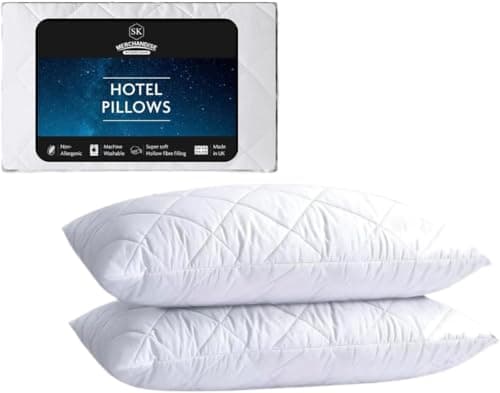 Image of 2 Pack Premium Hotel Pillows – Quilted Cover & Soft Hollowfibre Filling – Down Alternative Bed Pillows for Back, Side & Stomach Sleepers – Plush & Supportive