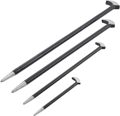 Image of Dunnet Tools Wrecking Bar Forged Carbon Steel Swan Neck Crowbar Heavy Duty Rust Resistant Pry Tool Nail Pullers 600mm Crow Bar for Floorboards Pallet (4pc Heal Toe Pry Bar)