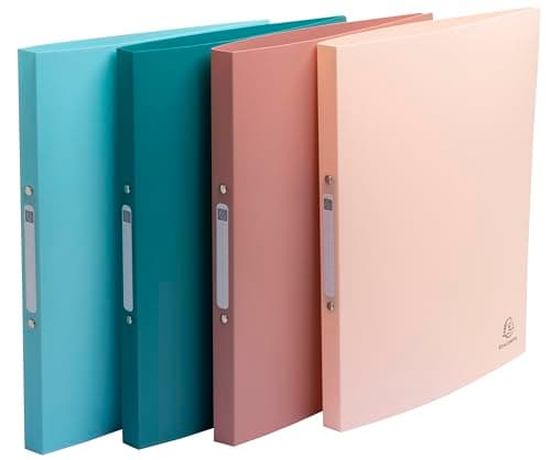 Image of Exacompta - Ref 54270E - Pack of 4 Skandi Soft Binders - Recycled PP - 2 Round Rings - 20mm Spine - External Size: 32x25cm - File Format A4-4 Assorted Colours