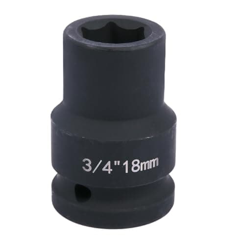 Image of Uxney 3/4" Drive 18mm Impact Socket，6-Point Chrome Molybdenum Steel, for Heavy-Duty Truck and Automotive Repair, Metric