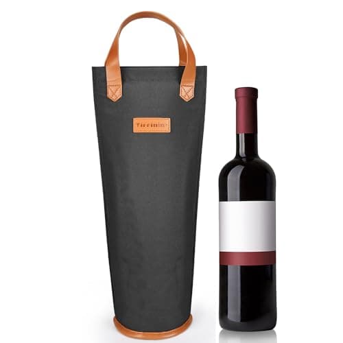 Image of Kato Tirrinia Wine Cooler Picnic Bag, Single Bottle Wine Carrier Insulated, Padded Thermal Wine Tote Bag for Beach, Wine Lover, Black