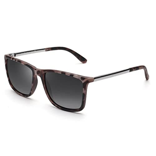 Image of Jim Halo Retro Square Polarized Sunglasses for Men - Classic Style for Driving, Cycling & Outdoor Sports - Grey Tortoise & Grey