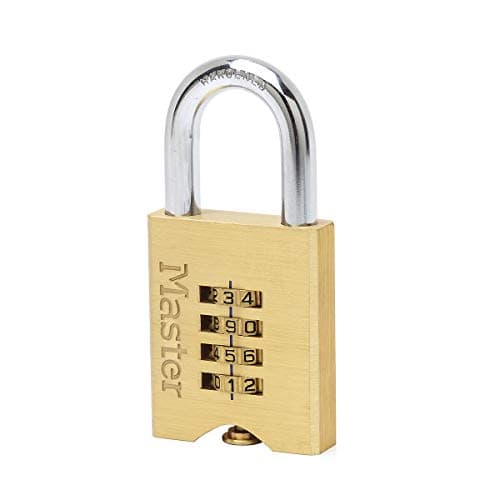 Image of Master Lock 651EURD 4-Digit Combination Padlock with Brass Body, Gold, 10 x 5,1 x 1,3 cm