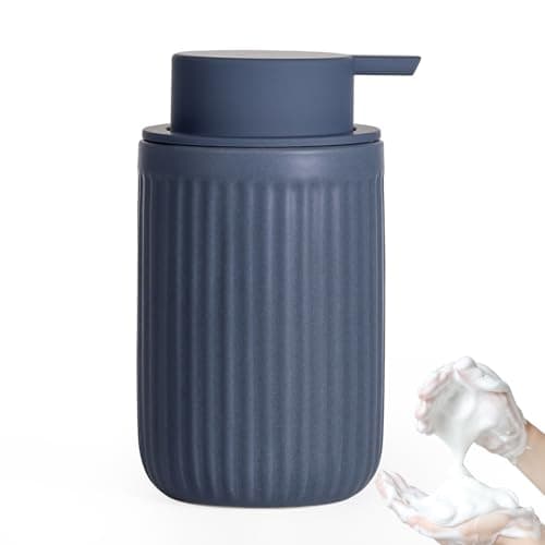 Image of Autumnlife Ceramic Foaming Soap Dispenser - 12oz Matte Blue Foam Hand Soap Dispenser Bathroom, Ceramic Dish Soap Modern Dish Soap Dispenser with Pump for Kitchen