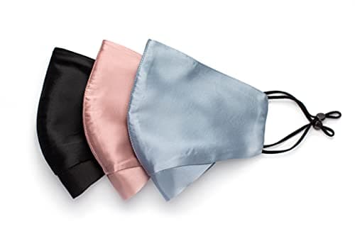 Image of HABAC STUDIO - Pack of 3 100% Mulberry Silk Face Mask, Reusable Face Mask, Face Masks Washable UK, Masks for Women, Mens Face Mask, Silk Face Covering, Wedding Face Mask
