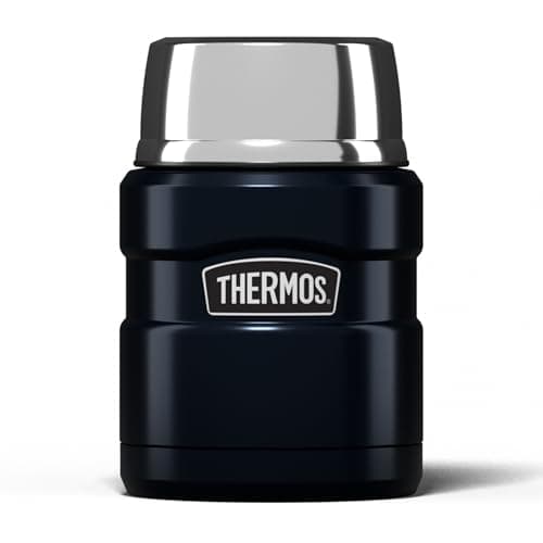 Image of Thermos Stainless King Food Flask, 470ml Capacity - Sleek Multi- Purpose Flask for Daily Food Prep - Durable Stainless Steel with Classic Midnight Blue Finish - Ideal for On-the-Go Meals & Drinks
