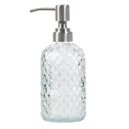 Image of Glass Hand and Dish Soap Dispenser for Bathroom and Kitchen, with 304 Stainless Steel Pump (Clear)