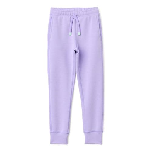 Image of Amazon Essentials Girls' Athletic Regular-Fit Jogger Tracksuit Bottoms with Pockets, Active Sweat, Lavender, 6-7 Years