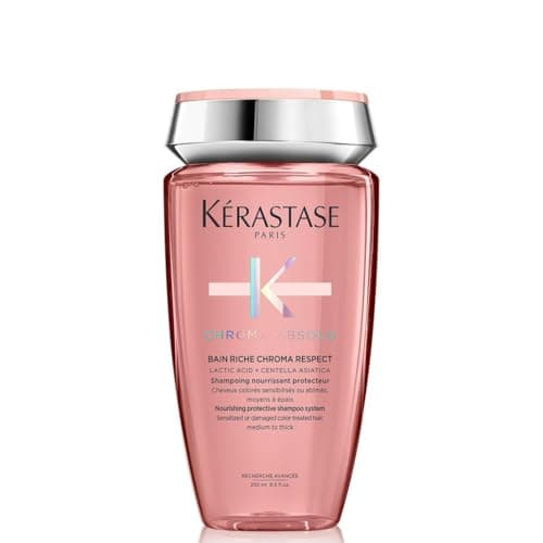 Image of Kérastase Chroma Absolu, Nourishing & Protecting Shampoo, for Sensitised or Damaged Color-Treated Hair, Medium to Thick, with Alpha-Hydroxylated Acid (AHA), Bain Riche Chroma Respect, 250ml