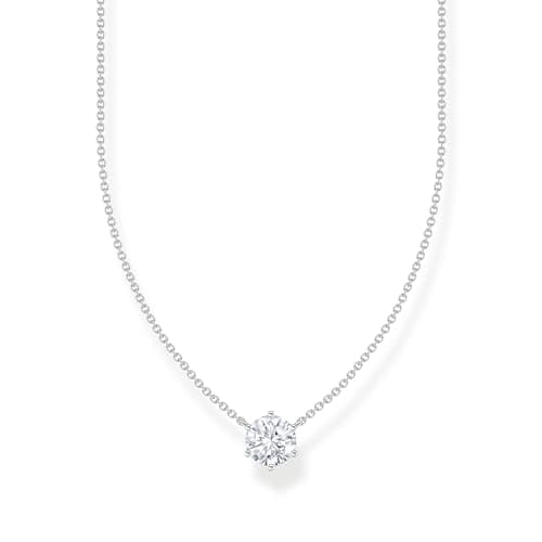Image of THOMAS SABO Ke2210-051-14 Pendant Chain with 925 Sterling Silver and White Zirconia Pendant, One Size, Sterling Silver, Cubic Zirconia, One Size, Sterling Silver, Cubic Zirconia, Taille Unique