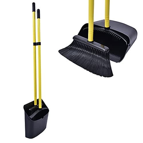 Image of Jekayla Long Handled Dustpan and Brush, Broom and Dustpan Set, Household Dust pan Combo with 54 Inch Handle for Indoor Outdoor Household Cleaning and Sweeping (Black)