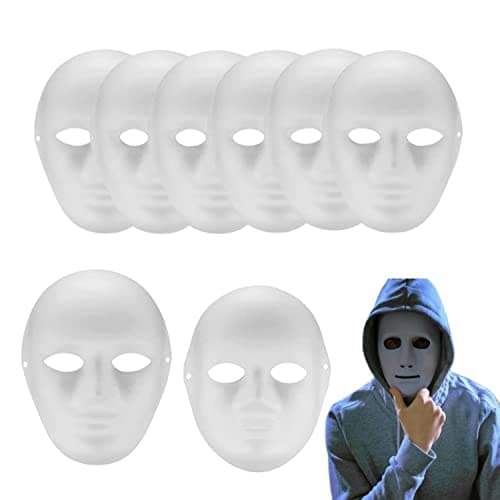 Image of 6 Pack DIY White Paper Masks, Masquerade Masks, Women Men Full Face Masks, Pure White Graffiti Mask, for Cosplay Mardi Gras Halloween Mask