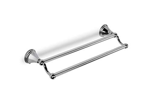 Image of Croydex QM202841 Westminster Wall Mounted Double Towel Rail with Zinc Alloy Construction, Chrome, Silver
