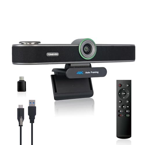 Image of TONGVEO AI Tracking 4K Webcam 5X Zoomable for Conference TV Room System with 4 Mics and Speaker, Computer ePTZ Camera with Remote, Adjustable Wide Angle, for Laptop Mac, Video Call, Zoom