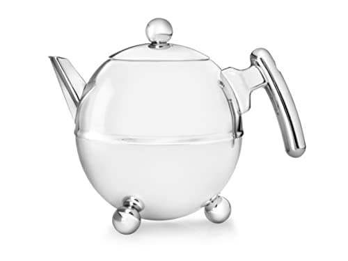 Image of Bredemeijer Stainless Steel Teapot Bella Ronde 1.5L, Silver, Chrome Fittings