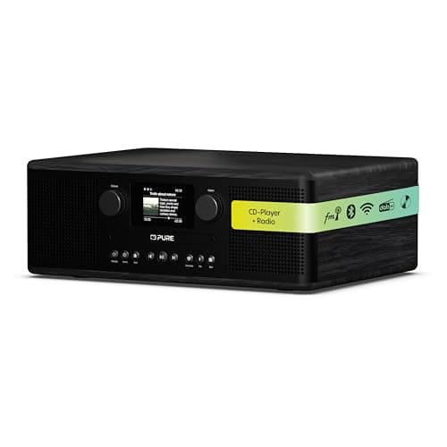 Image of Pure Classic C-D6i – All-in-One Internet Radio with WiFi, DAB+/FM, Bluetooth 5.3, CD Player, USB, AUX, 150 Presets, 2x 15W Stereo Sound System, Colour Display, Alarm & Sleep Timer – Black