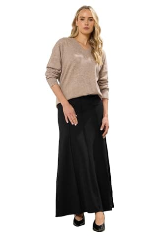 Image of Long Tall Sally - LTS Tall Seam Front Flared Maxi Skirt - Women's Black