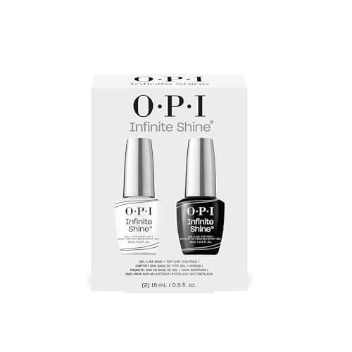 Image of OPI Infinite Shine Nail Polish Base & Top Coat Duo Pack - Intense Shine & Nail Polish Protection - with OPI Pro-Wide Brush (2x15ml)