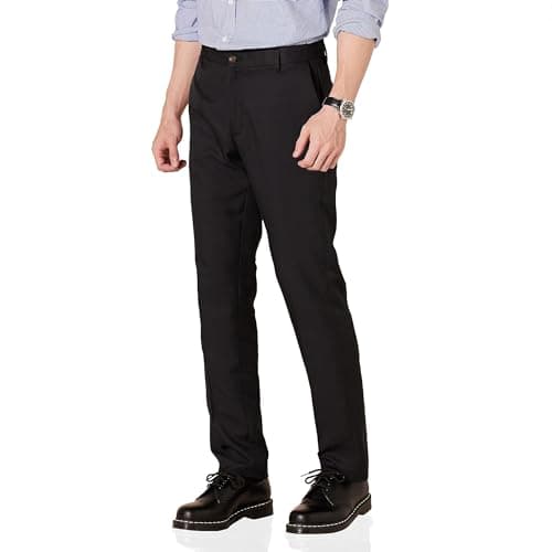 Image of Amazon Essentials Men's Slim Fit Flat-Front Dress Suit Trousers, Black, 36W / 32L