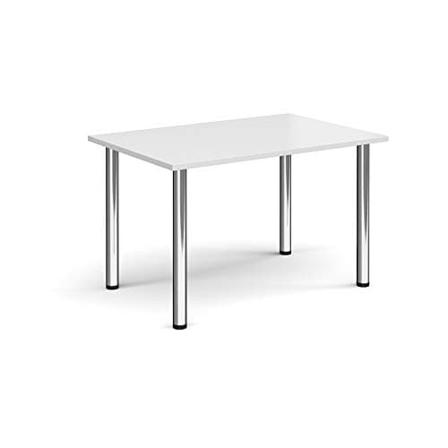 Image of Mr Office Rectangular radial leg meeting table - chrome legs, White, 1200