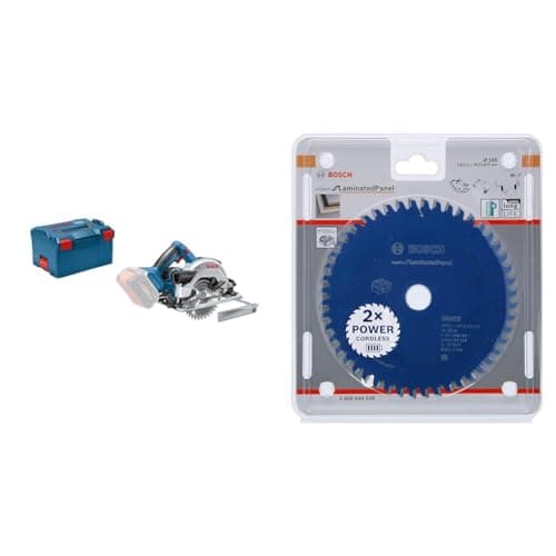 Image of Bosch Professional GKS 18V-57 G Cordless Circular Saw (Blade Diam: 165 mm, Cutting Depth: 57 mm, excl Batteries and Charger, in L-BOXX) + Circular Saw Blade Expert (Laminated Panel, 165 x 20 x 1.8 mm)