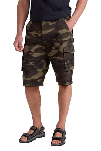 Image of Mountain Warehouse Mens Camo Cargo Shorts - 100% Cotton Twill Short Trousers, Lightweight Pants, Breathable, Durable Shorts - Spring Summer, Hiking, Walking, Beach Khaki Men's W32