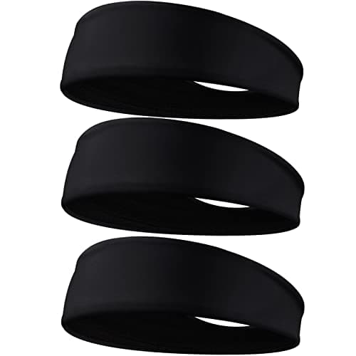 Image of EasYoung Headbands for Men, 3-Pack Sweat Wicking Men's Headbands, Mens Sport Headbands for Running, Non-Slip, Breathable 02.Black/Black × 3