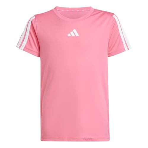 Image of adidas Girl's Train Essentials 3-Stripes T-Shirt, Pink Fusion/White, 14-15 Years